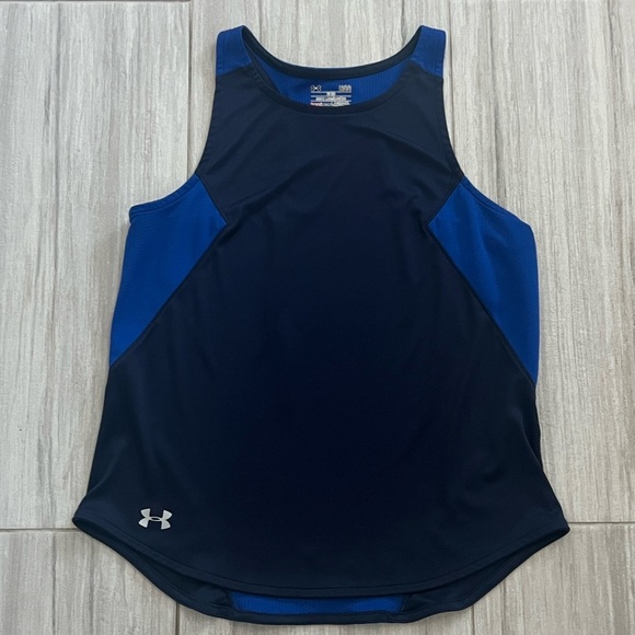 Women’s Under Armour racerback dri fit workout tank Navy & royal blue large - Picture 6 of 6